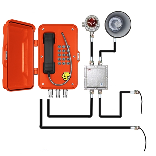 IK10 Robust and vandal resistant, IP66 Weatherproof ATEX approved Industrial broadcasting telephone with Beacon and Horn